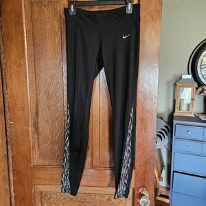Nike Black Reflect Speed Running Exercise Legging Pants Womens M Stretch Drawstr